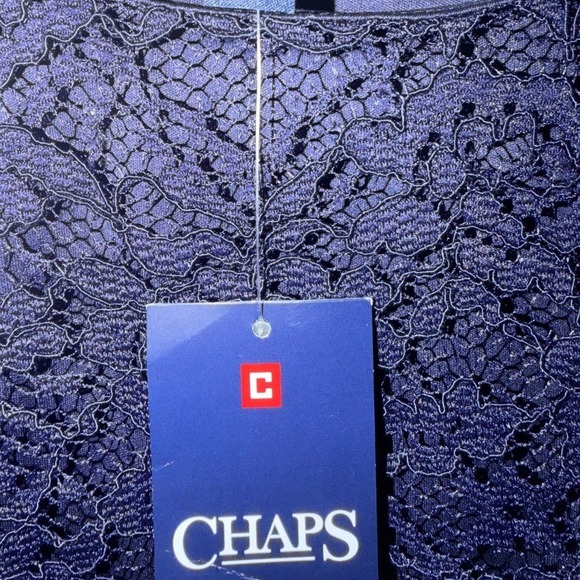 Chaps Navy Blue‎ Lace Sleeveless Dress - Elegant Party Cocktail Size 4 - Picture 3 of 9